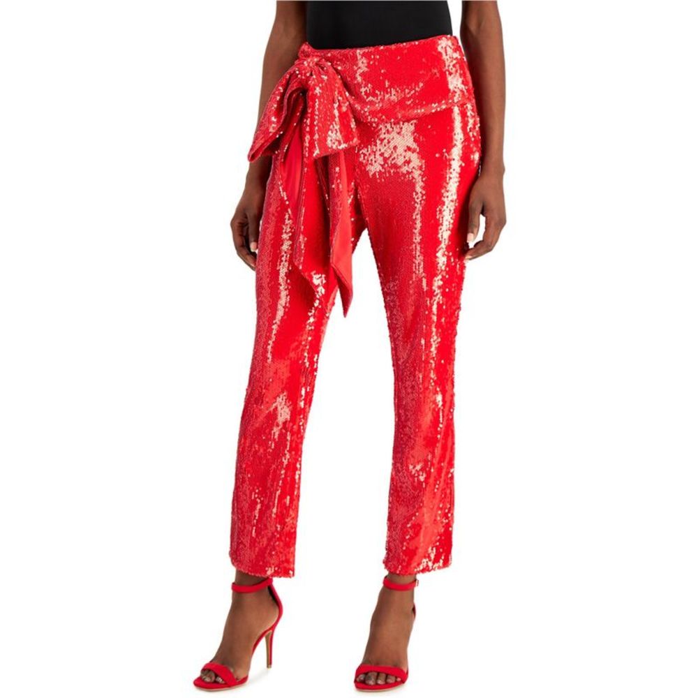 I-N-C Womens Sequin Dress Pants, Red, NWT M